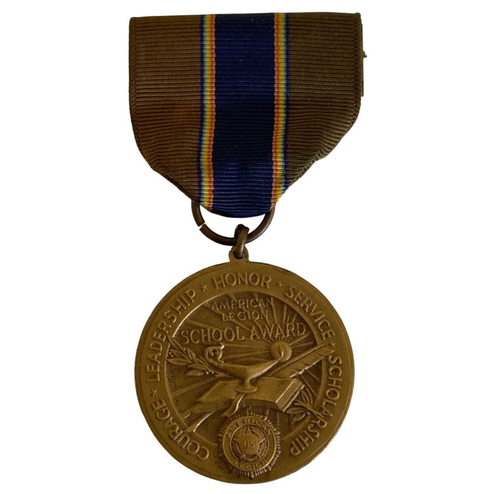 Vintage US Marines American Legion School Award Ribbon Medal Badge Pin